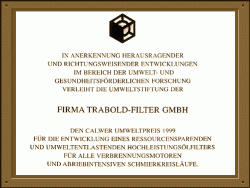 Environmental Award city of Calw 1999 - enlarge